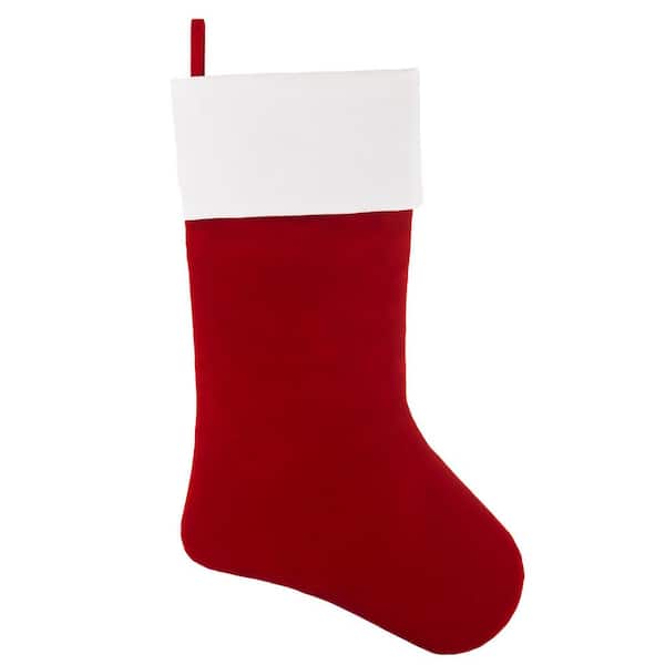 Haute Decor HangRight 18.7 in. Red and White Polyester Deluxe Stocking ...