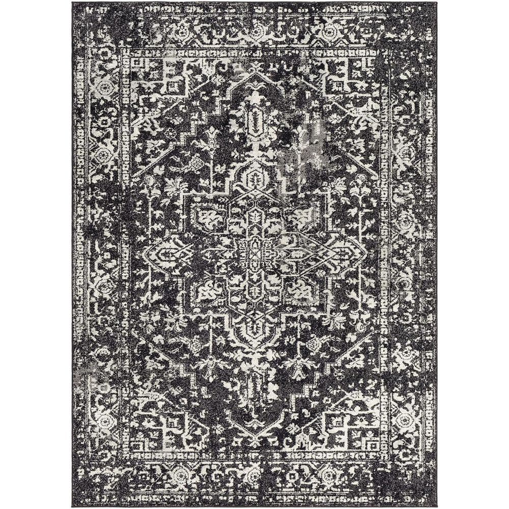 Black Polypropylene 5 ft. x 7 ft. Abstract Indoor Area Rug