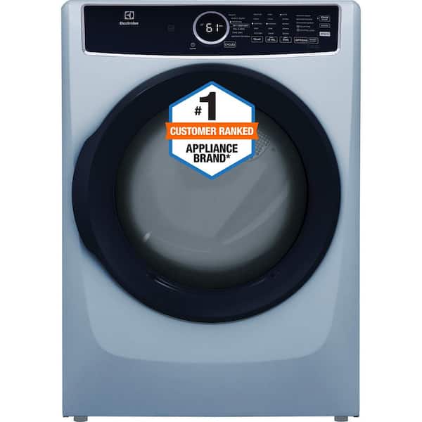 8 cu.ft. Electric Dryer vented Front Load Perfect Steam Dryer with Instant Refresh in Glacier Blue