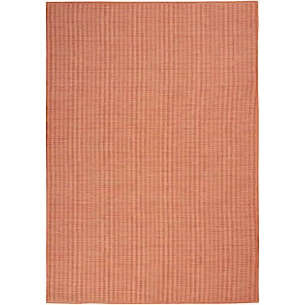 Nourison Positano Terracotta 4 ft. x 6 ft. Solid Modern Indoor/Outdoor Patio Area Rug