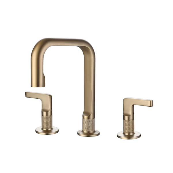 FORCLOVER 8 in. Widespread Double Handle Bathroom Faucet in Brushed Gold (1-Pack)