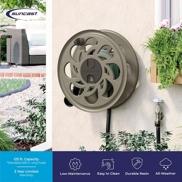 Suncast Side Tracker 125 ft. Brown Wall Mounted Hideaway Hose Reel Suncast Side Tracker 125 ft. Brown Wall Mounted Hideaway Hose Reel