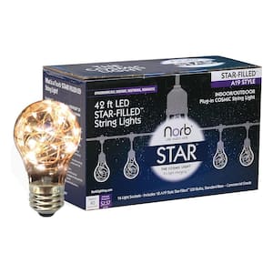 2W Equivalence 42-Foot-Long A19 2700K LED Star String Lights With Replacement Light Bulb - 18PK