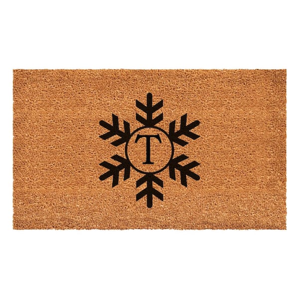 Calloway Mills Snowflake Monogram Doormat,24" x 36" (Letter T)