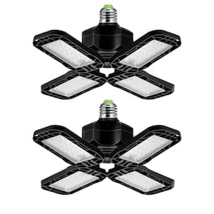 YANSUN 80-Watt Black Deformable LED Adjustable Garage Light Semi-Flush  Mount Lighting, 4-Leaf 6000K Daylight White (2-Pack) H-GL00501E26 - The  Home Depot