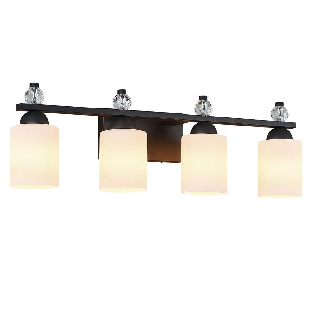 Home Lighting 27.75 in. 4-Light White Glass Black Metal Vanity Light Mid Century Over Mirror for Bathroom(JW-284) price history on PriceWatchPro