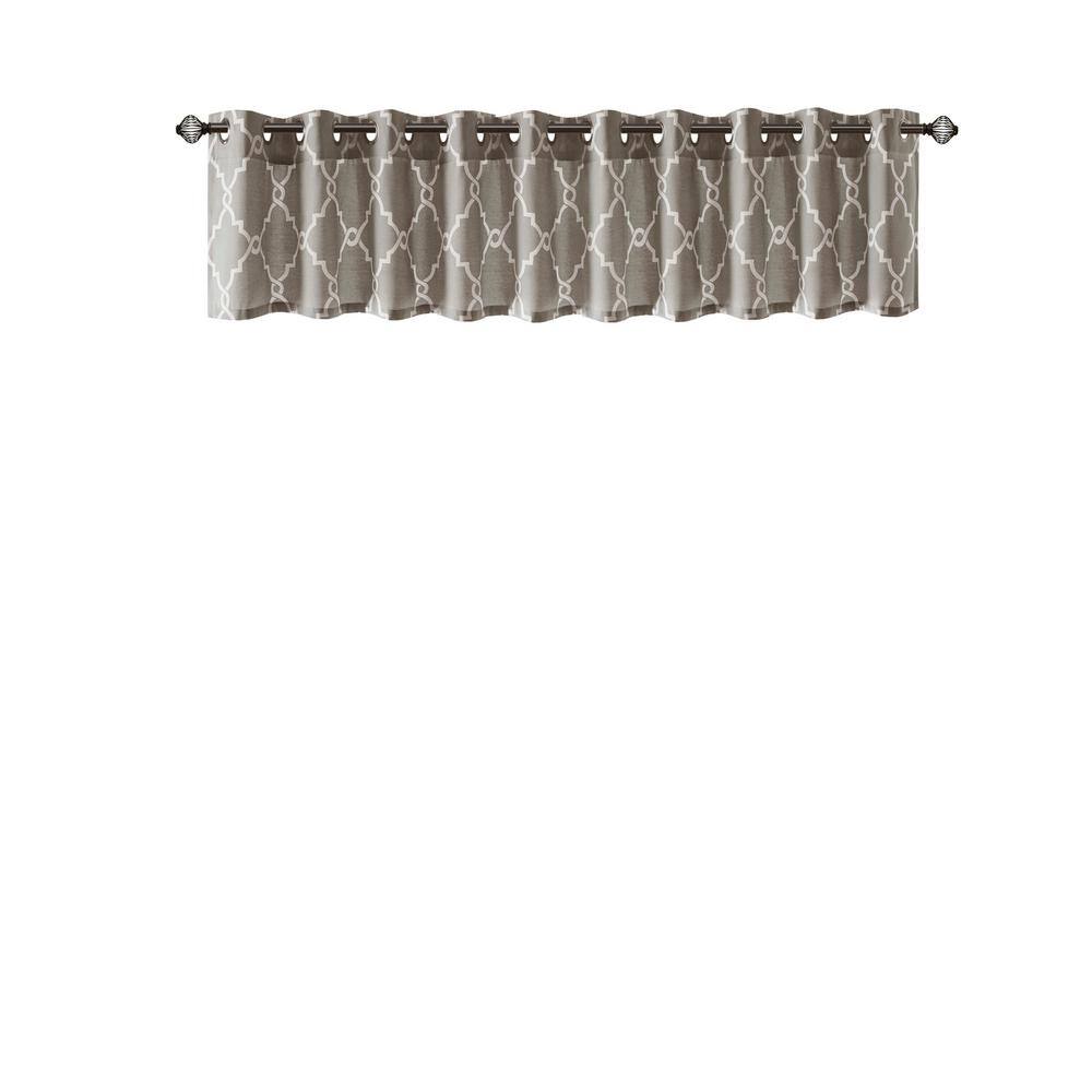 Madison Park Grey Cotton Blend Grommet Top Window Valance