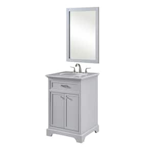 Timeless Home 24 in. W Single Bathroom Vanity in Light Grey with Vanity Top in White with White Basin