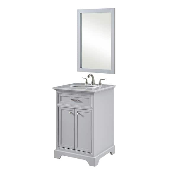 Unbranded Timeless Home 24 in. W Single Bathroom Vanity in Light Grey with Vanity Top in White with White Basin