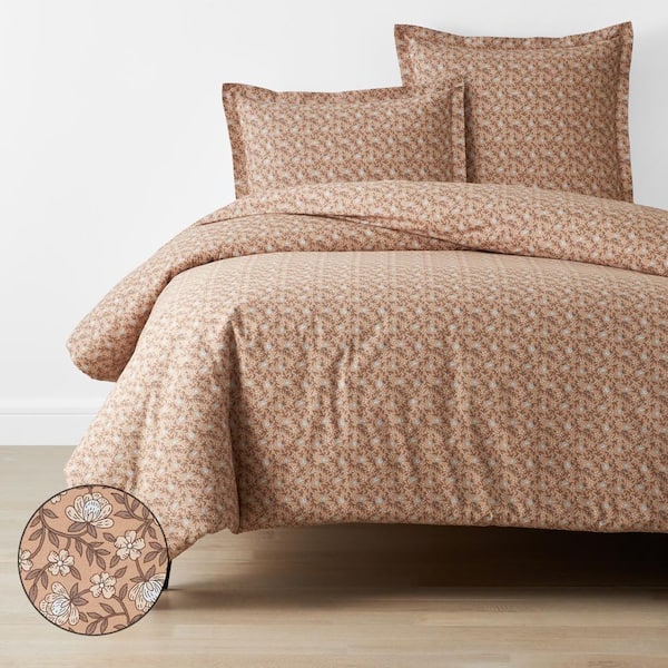 The Company Store Company Cotton Mini Floral Vine Clay Twin Cotton Percale Duvet Cover