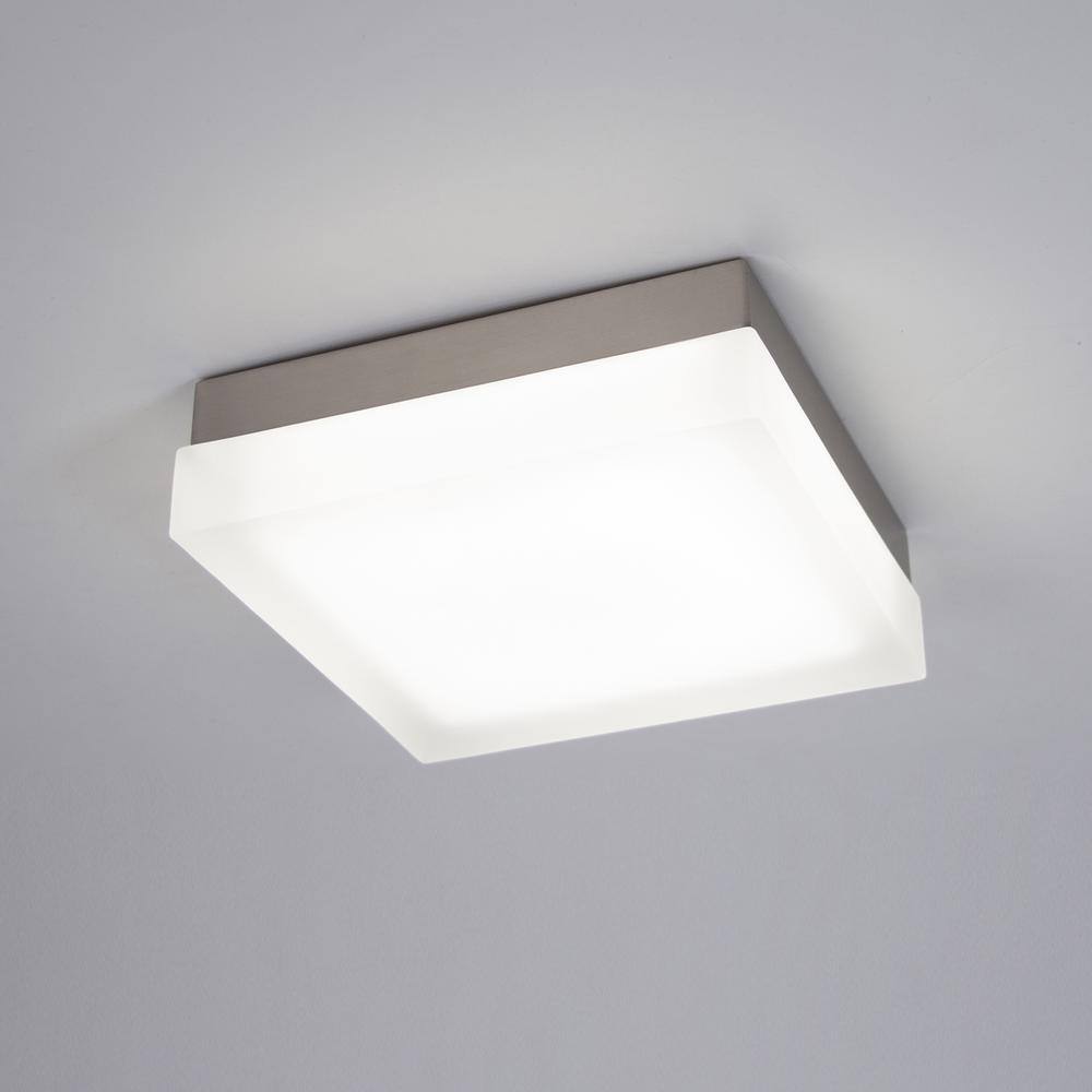 Brushed Nickel 9" LED Flush Mount with Etched Glass