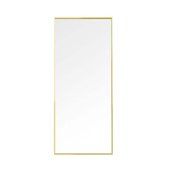 Unbranded 59 in. W x 15.7 in. H Rectangular Glass Framed Wall Bathroom Vanity Mirror in Gold