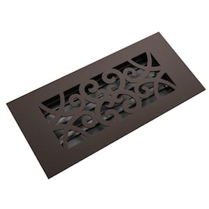 Low Profile 10 in. x 4 in. Steel Floor Register in Oil Rubbed Bronze Curvilinear Pattern (1-Pack)