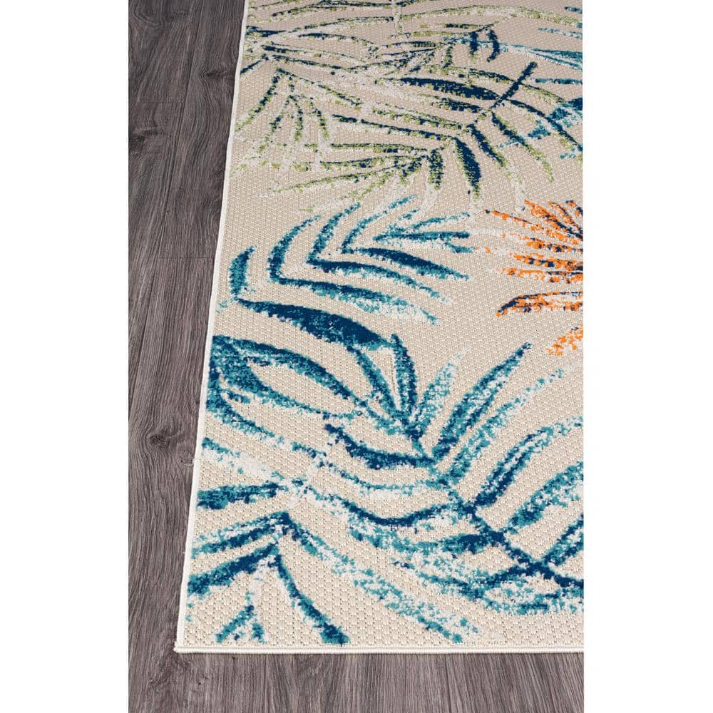 Bahama Palm Frond Floral Multicolor Synthetic 5' x 7' Indoor/Outdoor Area Rug