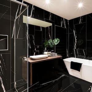 Tavish Nero 24 in. W x 48 in. L Polished Porcelain Floor and Wall Tile (16 sq. ft./Case)