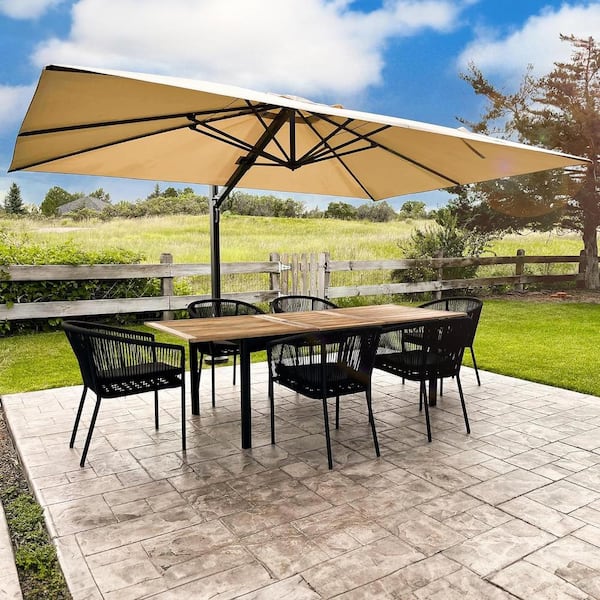 9 ft. x 12 ft. Patio Umbrella Aluminum Large Cantilever Umbrella for Garden Deck Backyard Pool in Beige