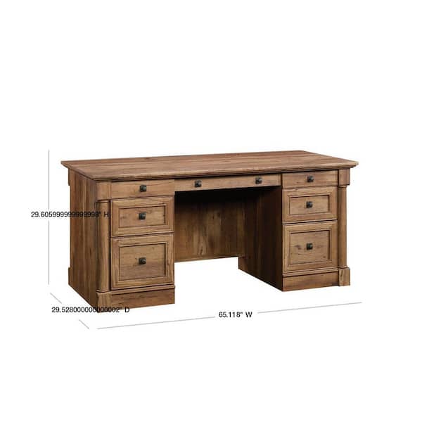 Sauder 66 In Rectangular Vintage Oak 6, Vintage Wooden Desk With Drawers