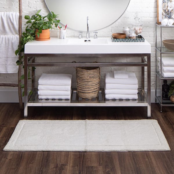 Regency White 24 in. x 60 in. White Cotton Machine Washable Bath Mat
