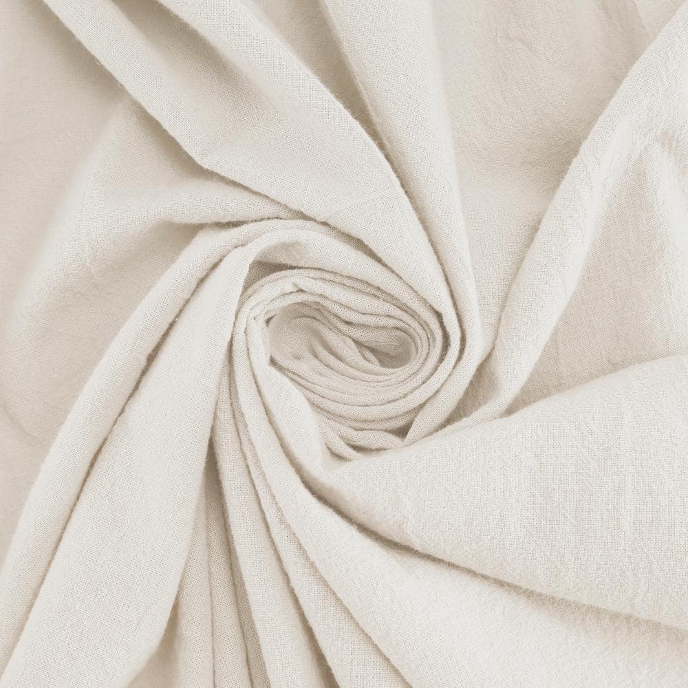 Ivory Light-Filtering Cotton Twist Tab Curtain Panel