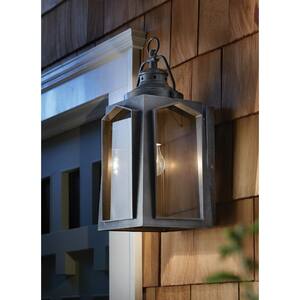 1-Light Charred Iron Outdoor Wall Lantern Sconce