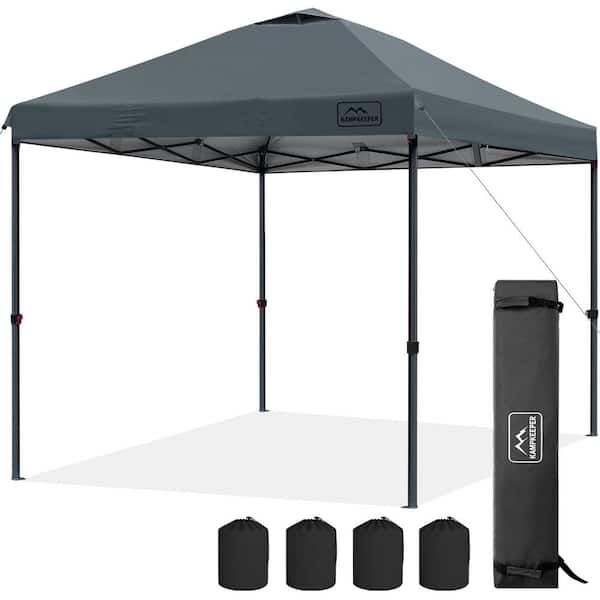 Unbranded 10 ft. x 10 ft. Pop up Canopy Tent Portable 3-Adjustable Heights, Wheeled Carry Bag, Bonus 8-Stakes 4-Ropes, Dark Grey