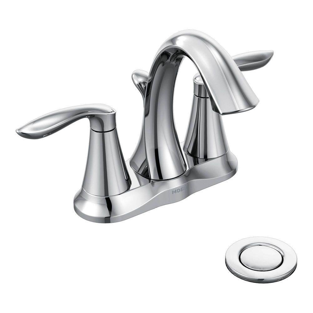 Moen Eva 4 In Centerset 2 Handle High Arc Bathroom Faucet In Chrome 6410 The Home Depot