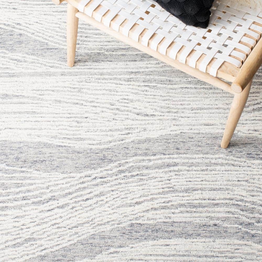 Gray Hand-Tufted Wool 8' x 10' Rectangular Area Rug