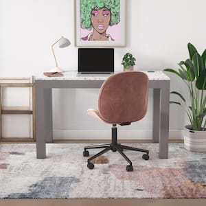 Astor Desk w/ Wireless Charger, Graphite Gray with Terrazzo Top
