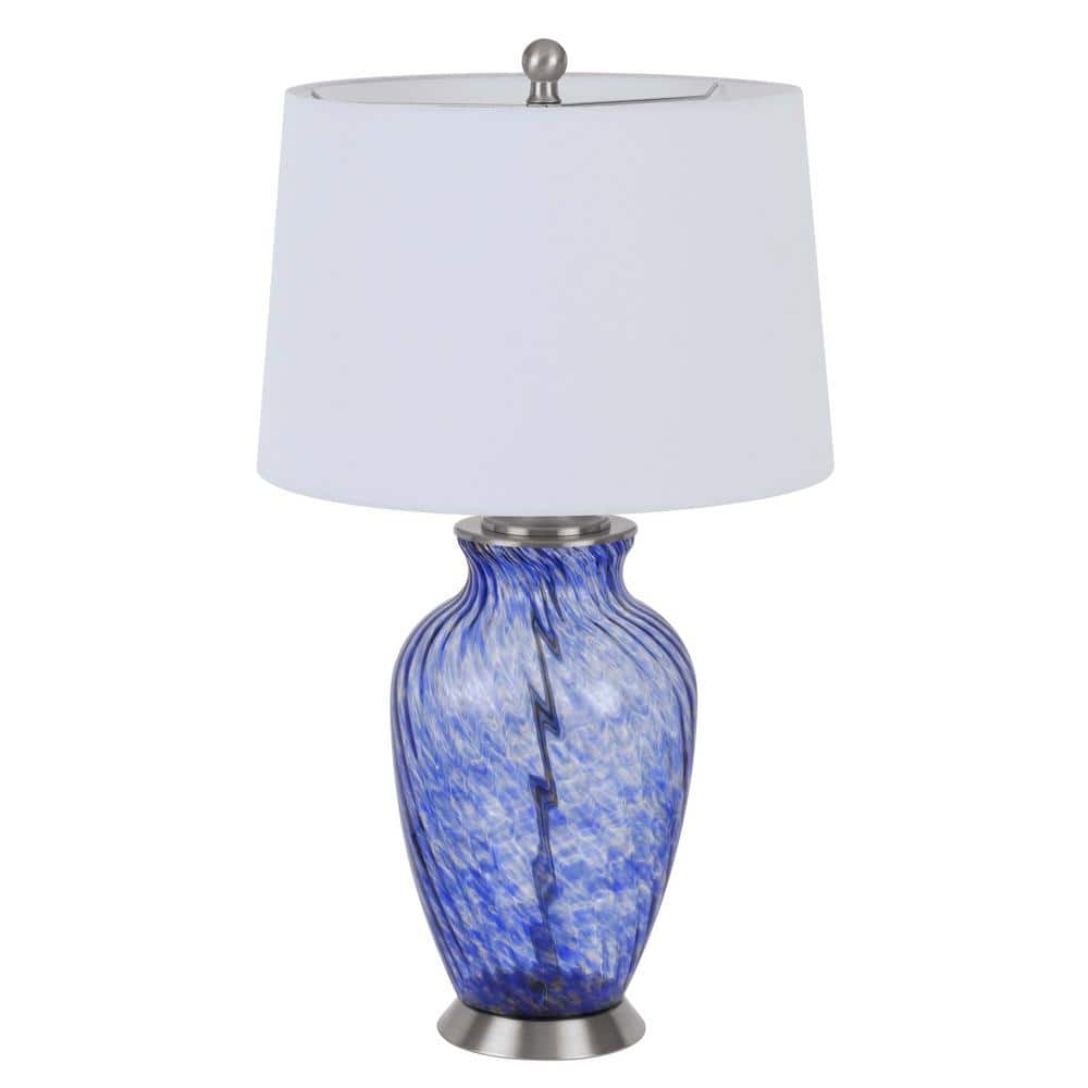 28 in. Blue Swirl Glass Table Lamp with White Empire Shade price history on PriceWatchPro