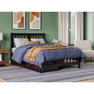 Tahoe Espresso Full Solid Wood Storage Platform Bed with Footboard and 2-Drawers