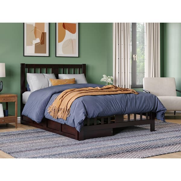 AFI Tahoe Espresso Full Solid Wood Storage Platform Bed with Footboard and 2-Drawers