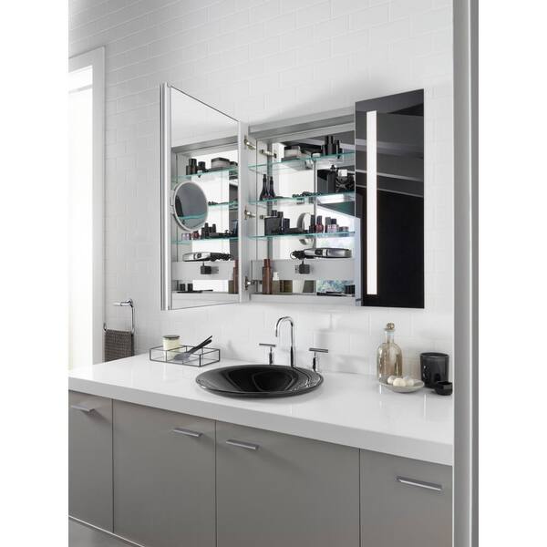 Kohler Verdera 40 In X 30 Recessed Or Surface Mount Lighted Medicine Cabinet With Mirror K 99011 Tlc Na The Home Depot Kohler Verdera 40 In X 30 Recessed, Lighted Bathroom Mirrors With Storage