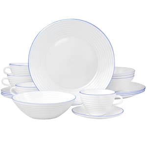 Juego De Vajilla 16-Piece Opal Glass Dinnerware Set White