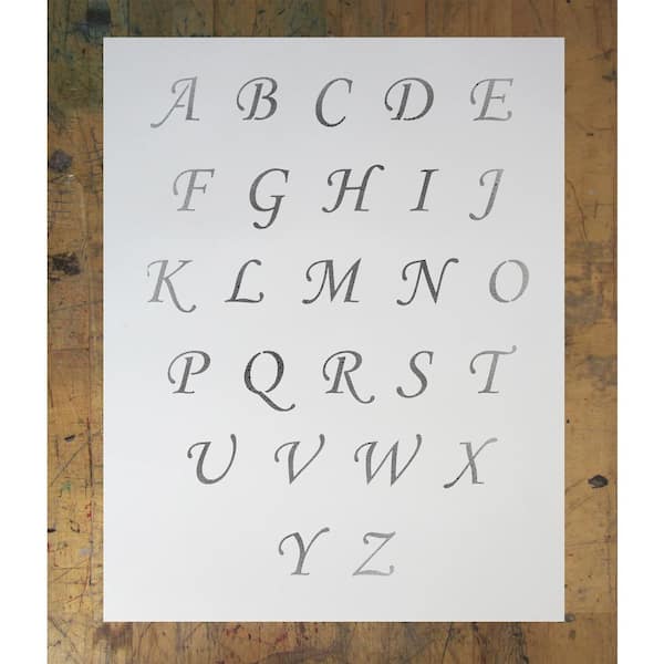 2 Corsiva Script Letter Stencil Calligraphy Stencils Alphabet reusable  Crafts & Font Stencils for Painting S1_ALPH_CO_25 Stencil1 