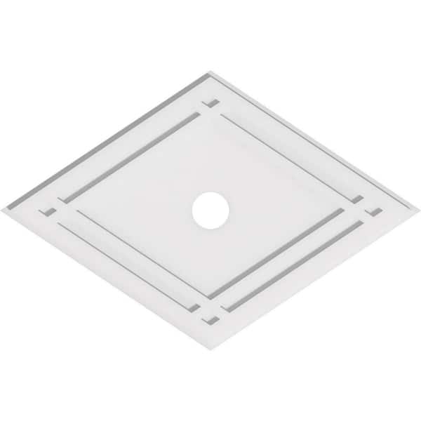 Ekena Millwork 34 in. W x 22-5/8 in. H x 3 in. ID x 1 in. P Diamond Architectural Grade PVC Contemporary Ceiling Medallion