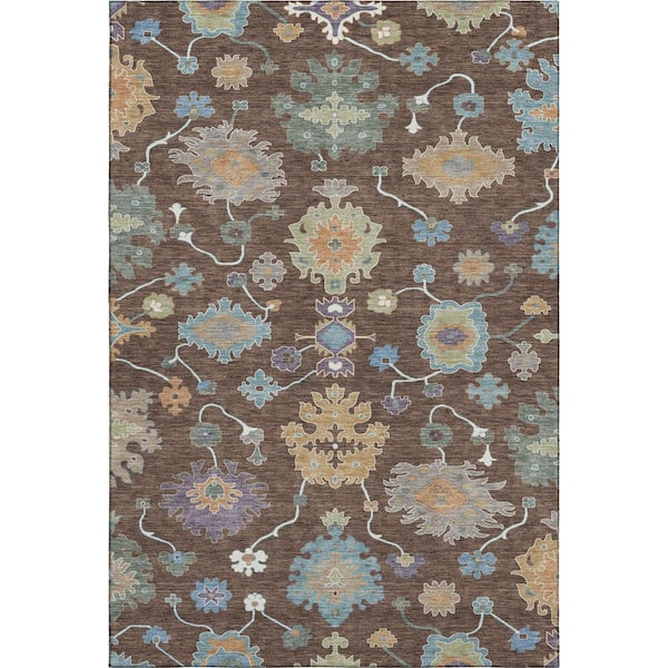 Mayfield Premium Machine Washable Abstract AMF2532 Chocolate 10 ft. x 14 ft. Area Rug