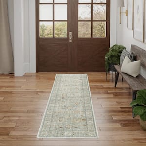 Traditional Home Mint 2 ft. x 8 ft. Distressed Traditional Runner Area Rug