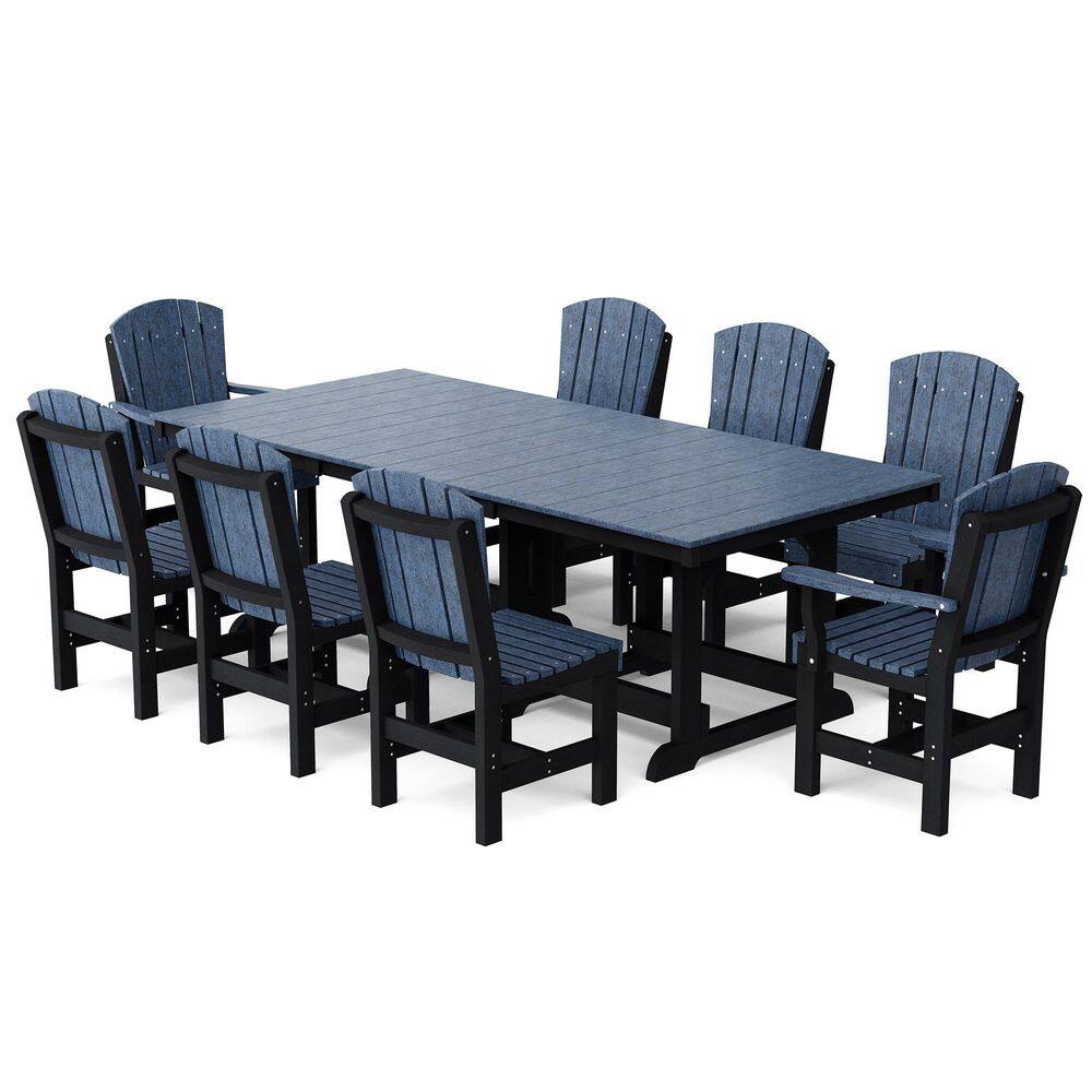 Heritage 9-Piece Patriot Blue and Black HDPE Plastic Outdoor Patio Dining Set price history on PriceWatchPro