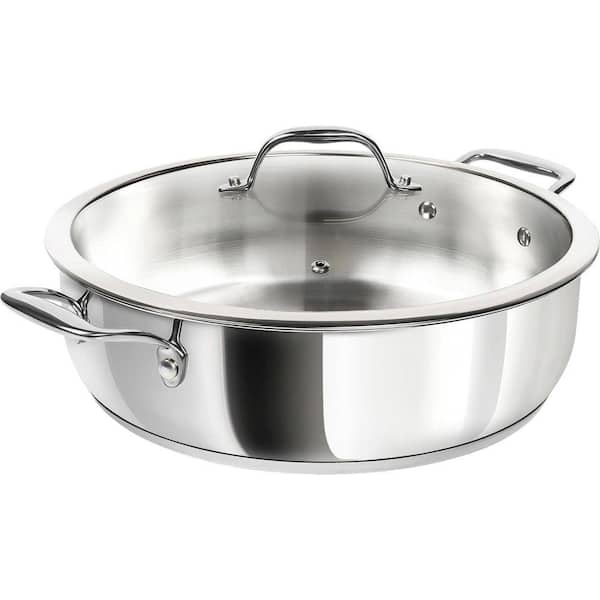 6 qt. Stainless Steel Nonstick Saute Pan with Lid, Tri-Ply Base, Induction Compatible, Dishwasher Oven Safe, 1-Piece