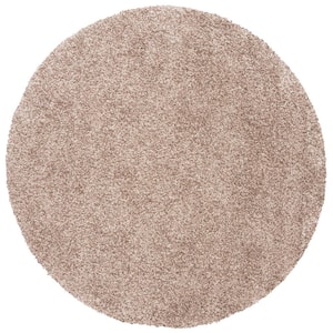 Royal Shag Beige 7 ft. x 7 ft. Round Solid Gradient Area Rug