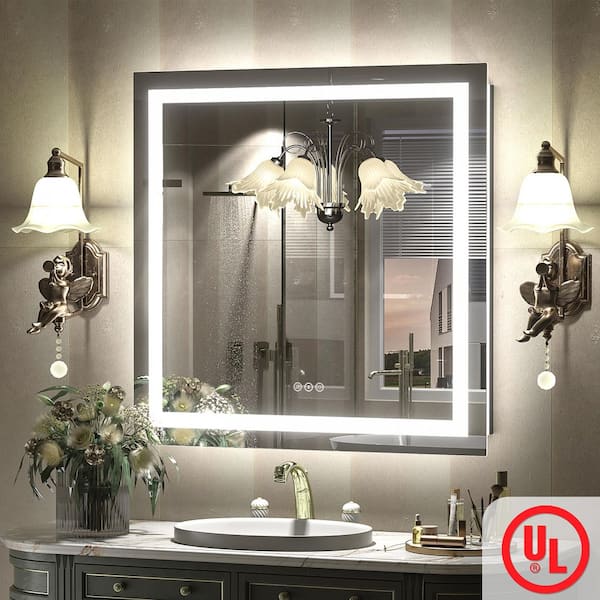Apmir 32 in. W x 32 in. H Square Frameless Front and Back LED