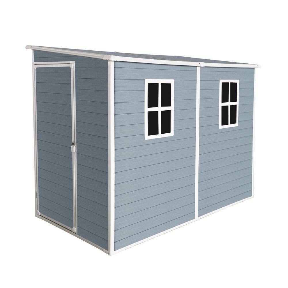 4 ft. W x 8 ft. D Outdoor Storage Shed with Floor and 2-Window, Lockable Doors Gray (32 sq. ft. ) price history on PriceWatchPro