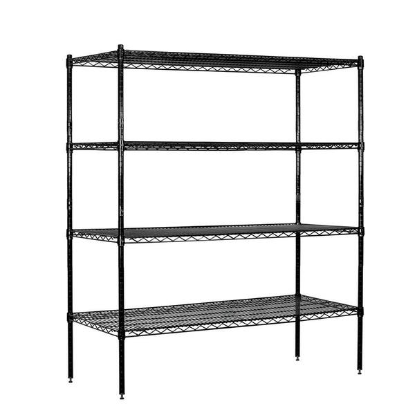 Salsbury Industries Black 4-Tier Wire Shelving Unit (60 in. W x 63 in. H x 18 in. D)