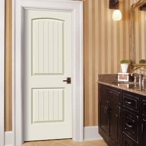 24 in. x 80 in. Santa Fe Vanilla Painted Left-Hand Smooth Solid Core Molded Composite MDF Single Prehung Interior Door