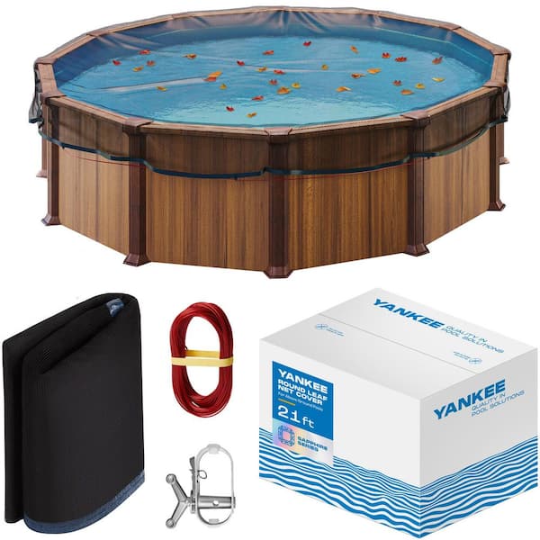 YANKEE POOL PILLOW Yankee 21 ft. Round Pool Leaf Net Cover-Heavy-Duty 0.15 in. Mesh Catches Leaves and Debris Prevents Clogs Durable Design