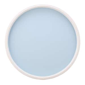 RAINBOW 14 in. W x 1.3 in. H x 14 in. D Round Light Blue Leatherette Serving Tray