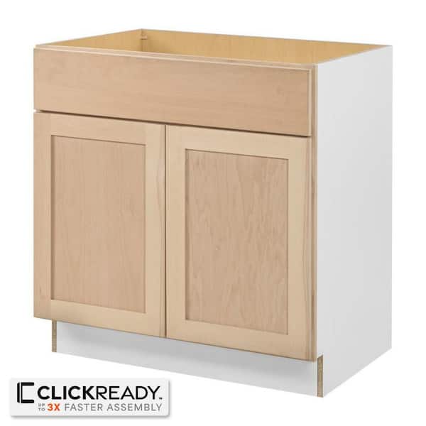 33 in. W x 24 in. D x 34.5 in. H Ready to Assemble Sink Base Kitchen Cabinet in Unfinished with CLICKREADY Technology