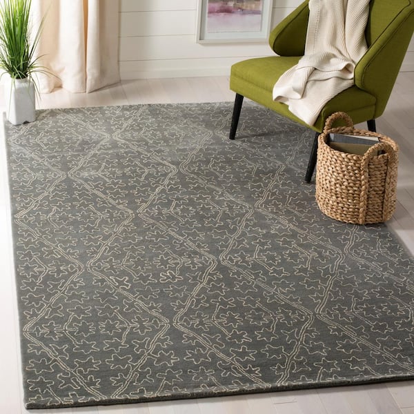 Martha Stewart 9 ft. x 12 ft. Rock Garden/Gray Diamond Abstract Area Rug