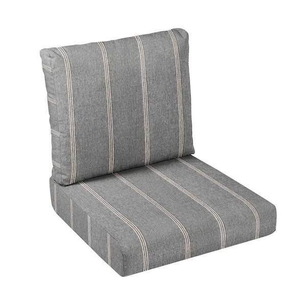 SORRA HOME 23 in. x 23.5 in. x 5 in. 2-Piece Deep Seating Outdoor Dining Chair Cushion in Sunbrella Lengthen Stone