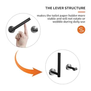 Double Post Pivoting Wall Mounted Bathroom Towel Bar Toilet Paper Holder in Black Nickel